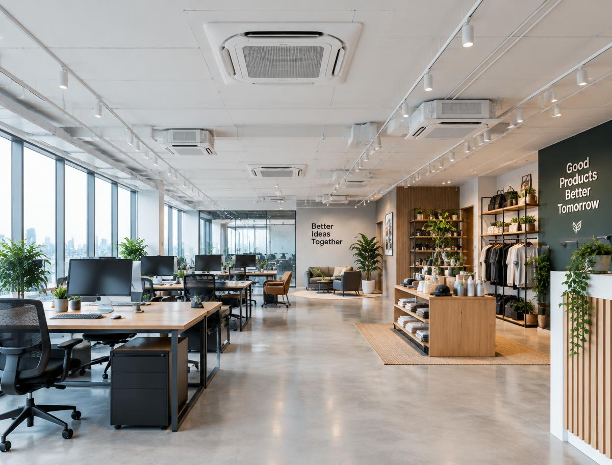 Bureaux et commerce équipés de cassettes de climatisation